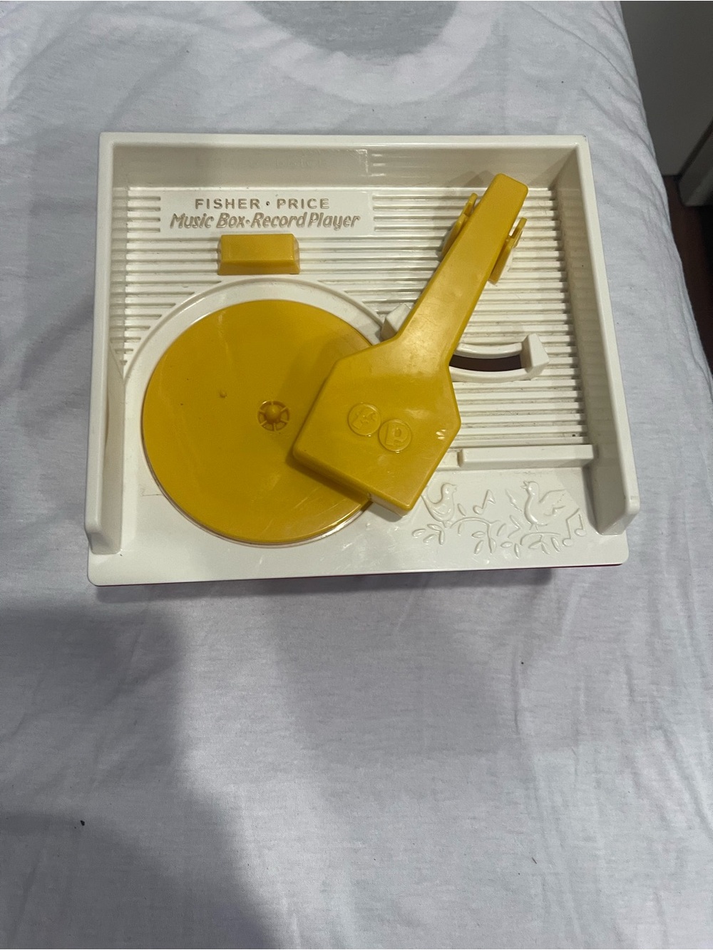 Fisher-Price Yellow and White Music Box Record Player Decor Piece